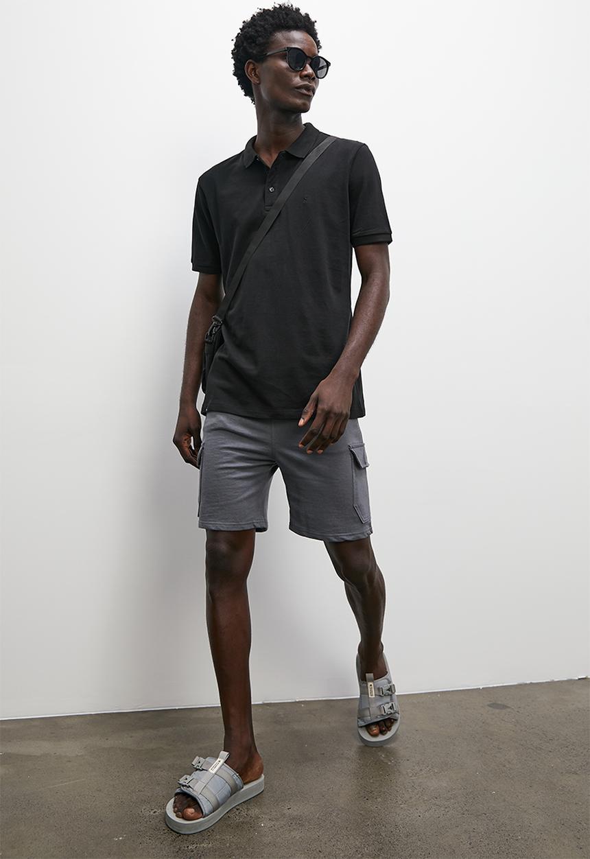Superbalist - Pique slim fit golfer - black