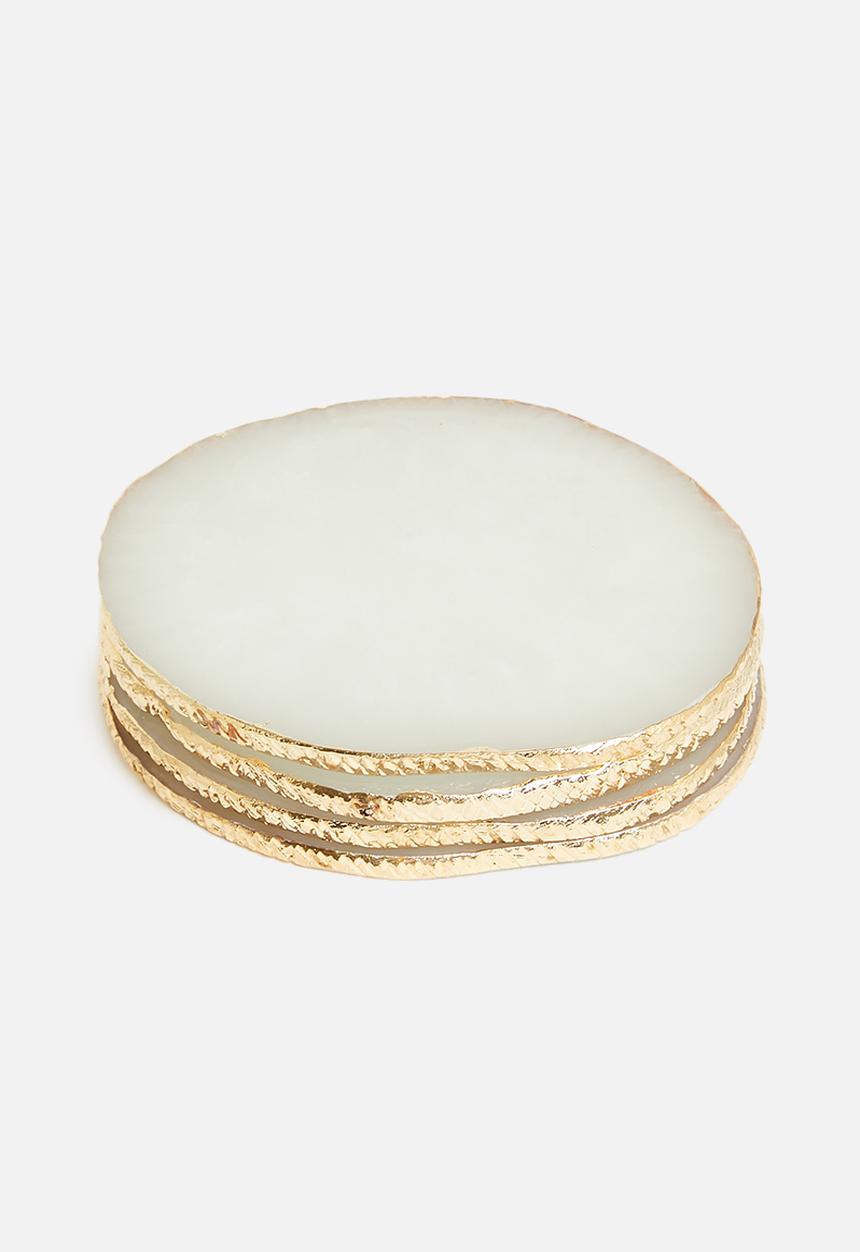 Sixth Floor - Era resin coaster set of 4 - clear & gold 