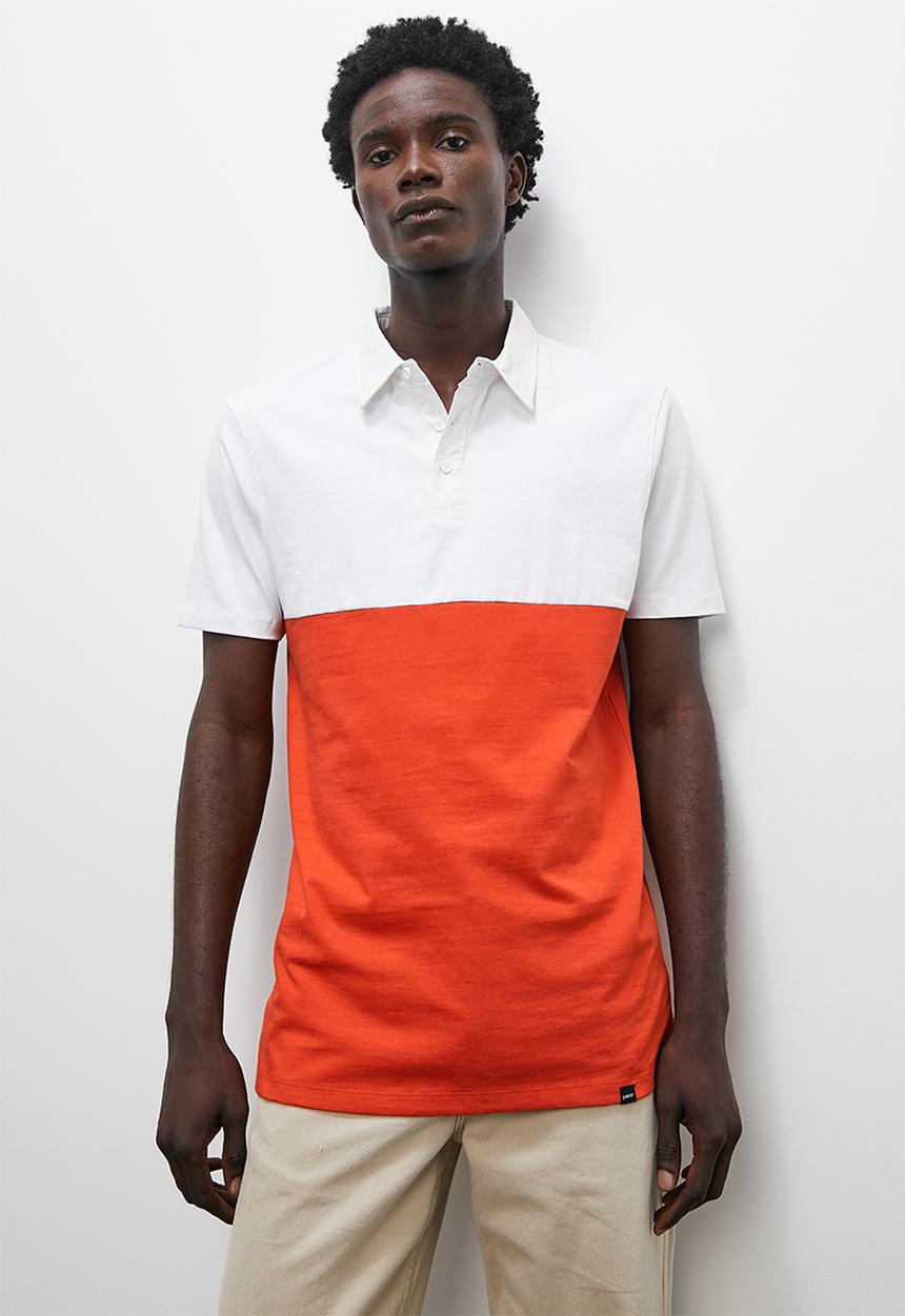 Superbalist - Colourblock sj regular golfer - white & tangerine