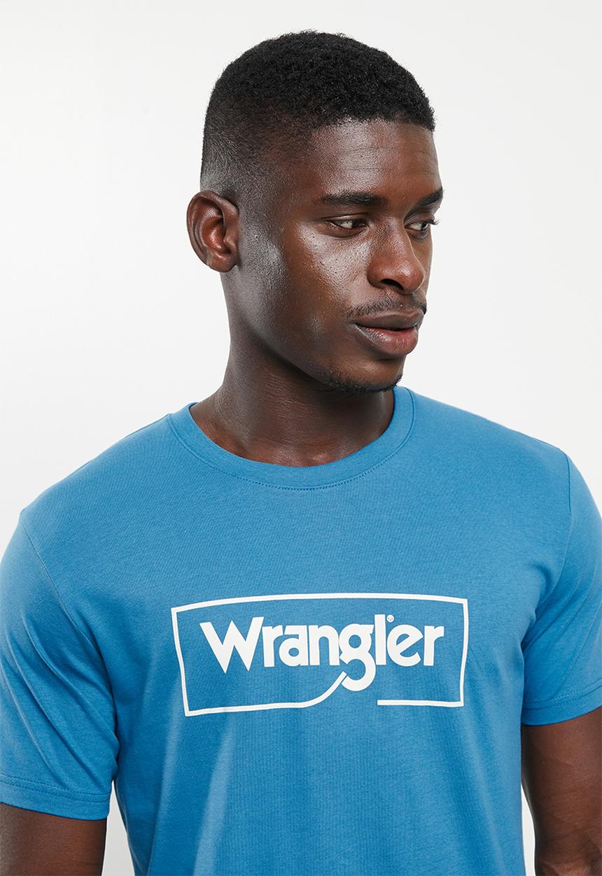 Wrangler - Boxed logo t - river turq