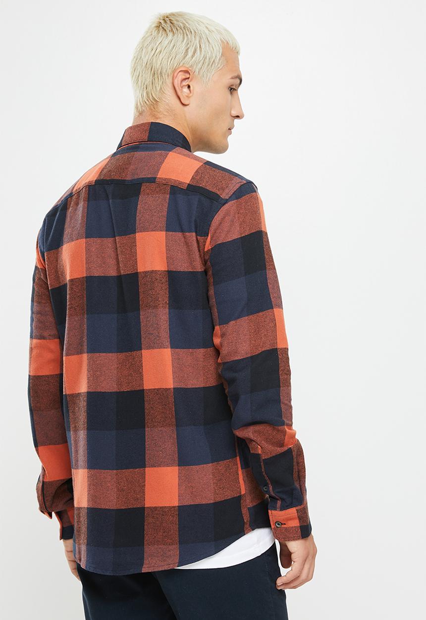 Only & Sons - Onsgudmund ls 3t check shirt - orange & navy