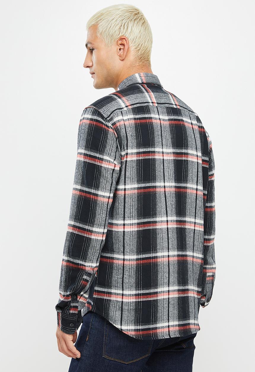 Only & Sons - Onstam long sleeve check flannel shirt - black