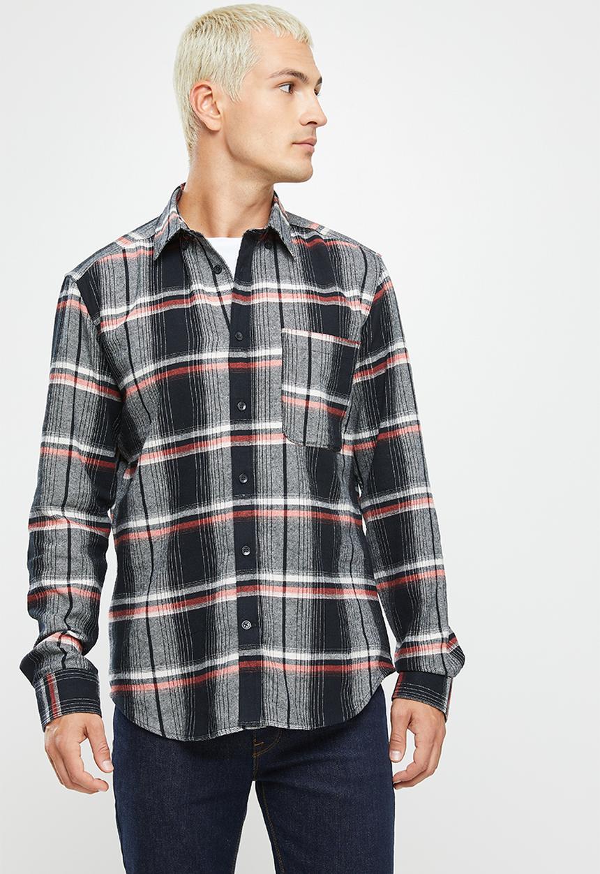 Only & Sons - Onstam long sleeve check flannel shirt - black