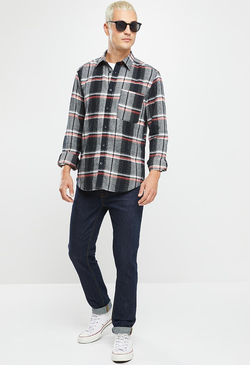 Only & Sons - Onstam long sleeve check flannel shirt - black
