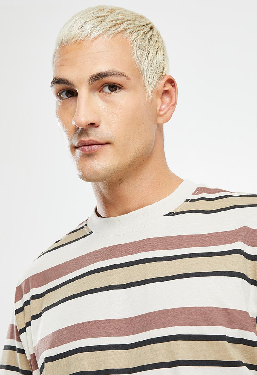 Only & Sons - Onsfred rlx printed stripe ss 3128 tee - silver lining