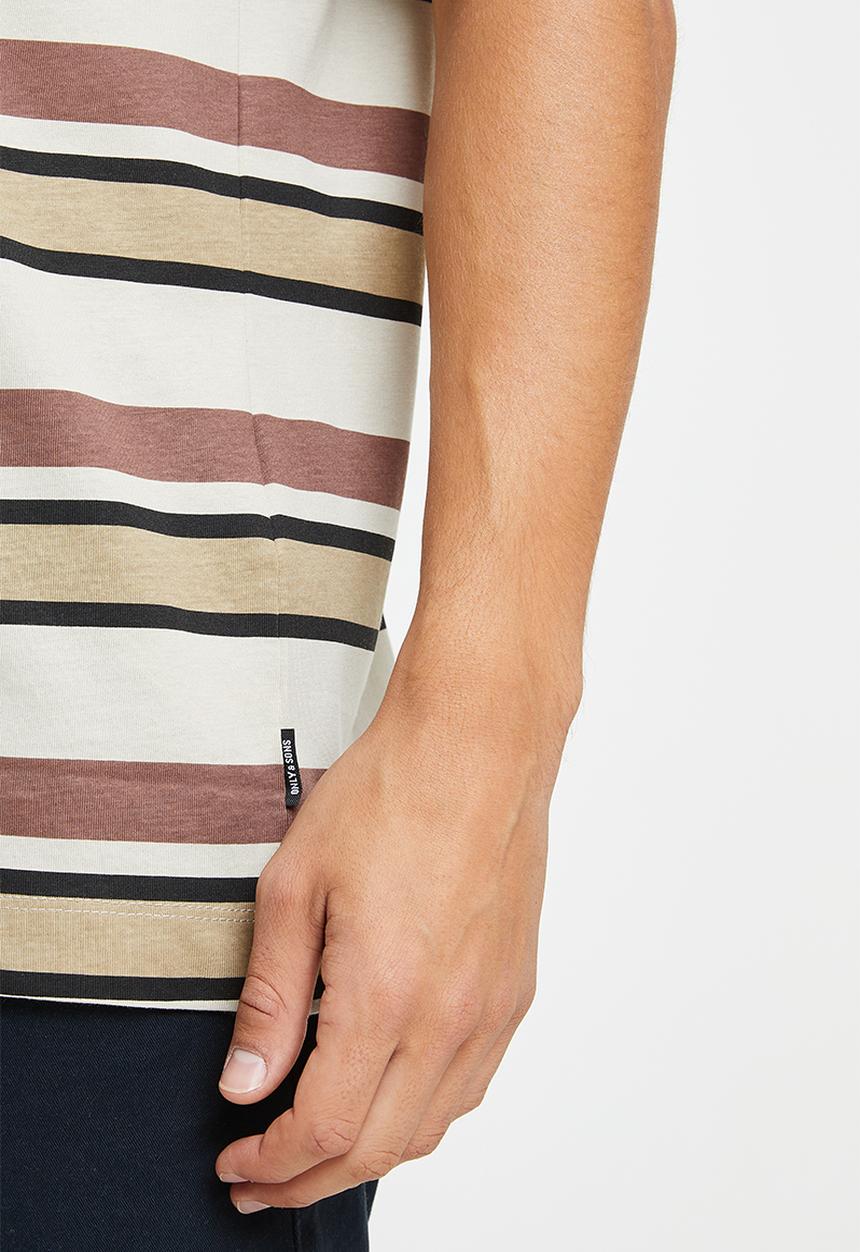 Only & Sons - Onsfred rlx printed stripe ss 3128 tee - silver lining