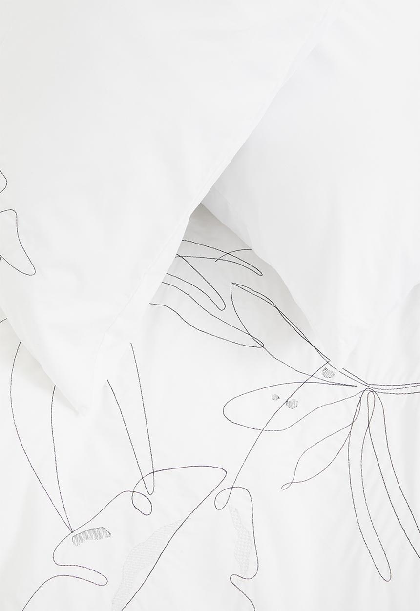 Sixth Floor - Palms cotton embroidered duvet set - white