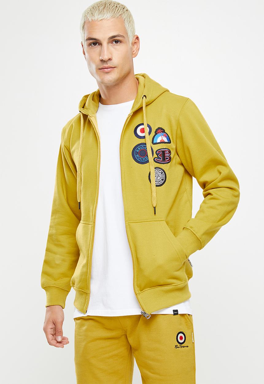 Ben Sherman - Emb badge zip thru hoodie - dijon