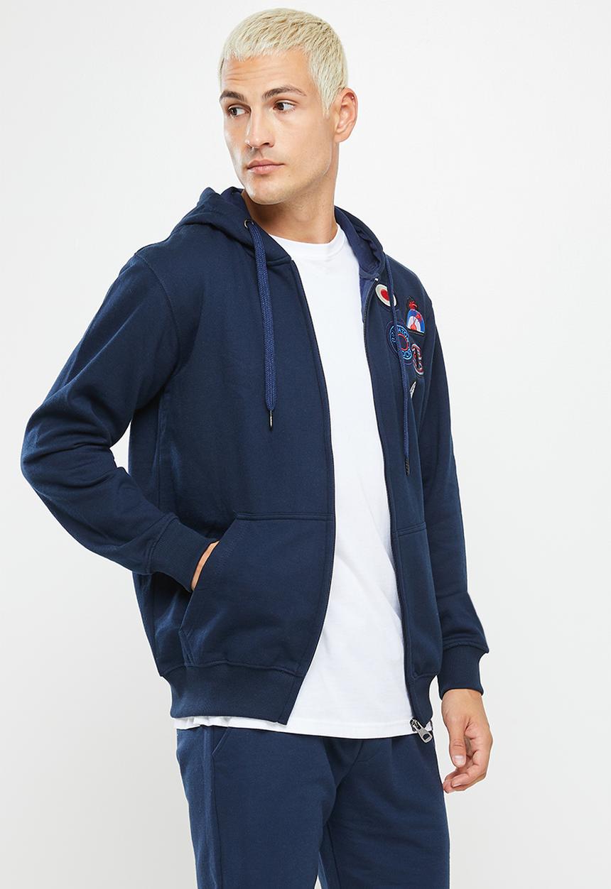 Ben Sherman - Emb badge zip thru hoodie - navy