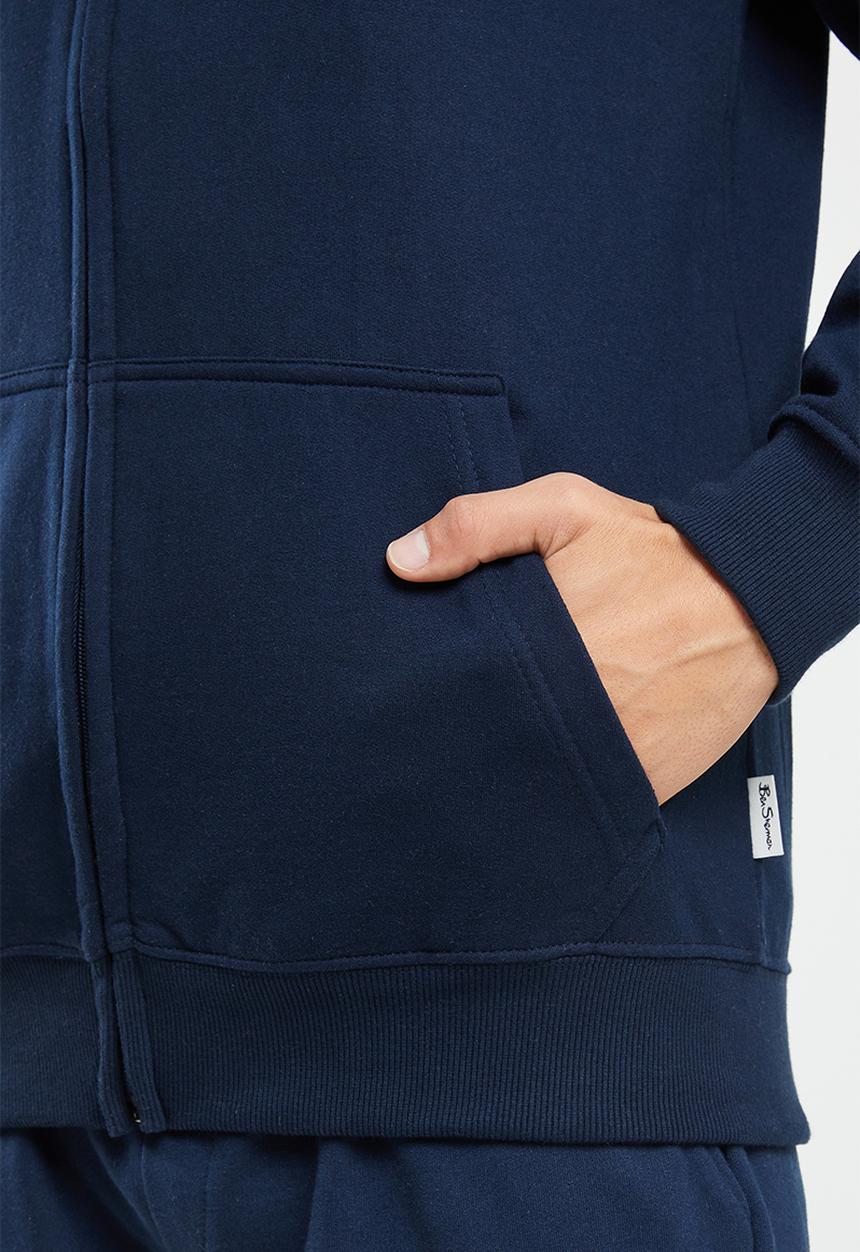 Ben Sherman - Emb badge zip thru hoodie - navy
