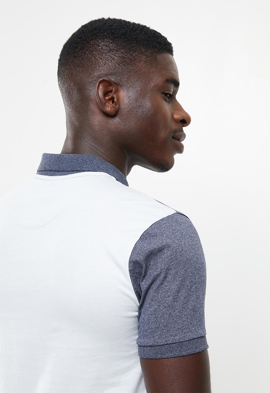 POLO - Men colour blocked golfer - blue melange