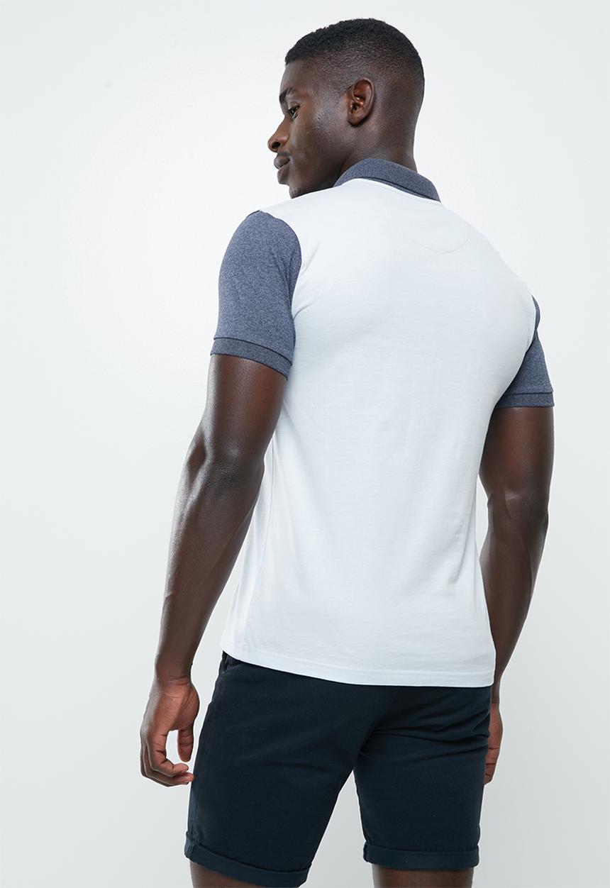 POLO - Men colour blocked golfer - blue melange