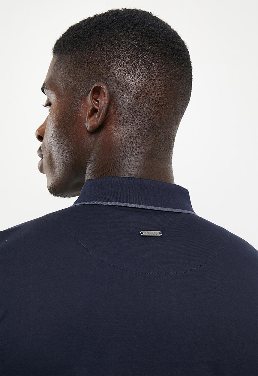 POLO - Men plain zip merc golfer - navy