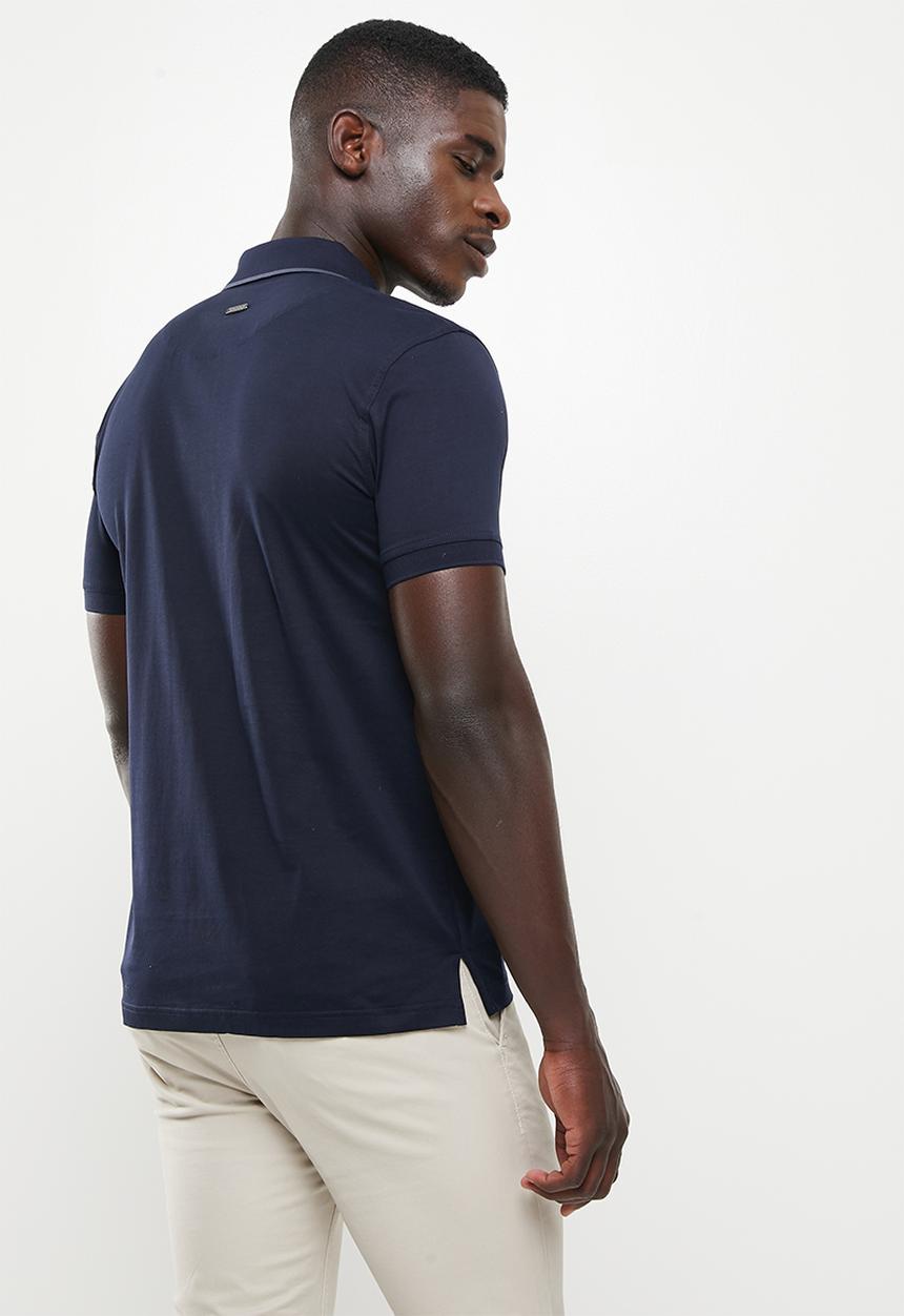 POLO - Men plain zip merc golfer - navy