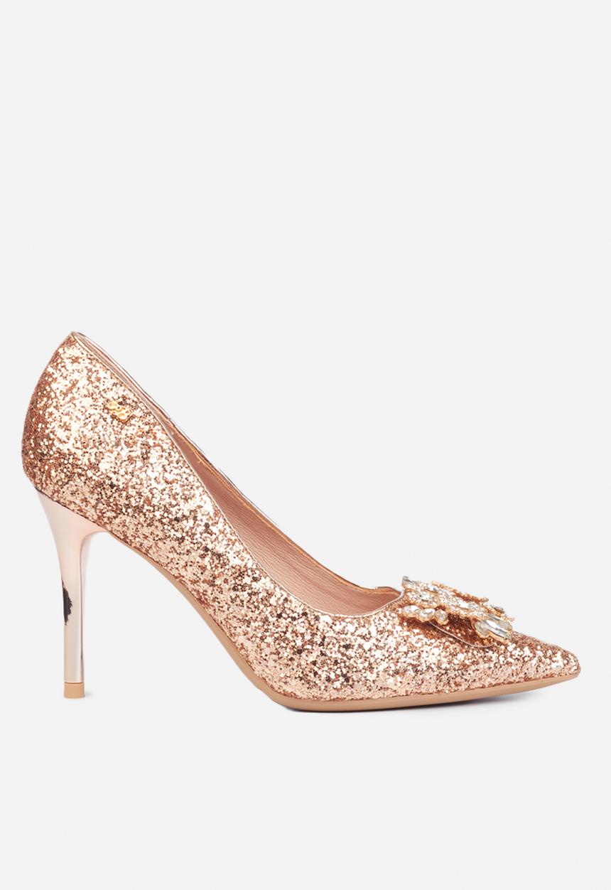 Miss Black - Crystal1 court heel - rose gold
