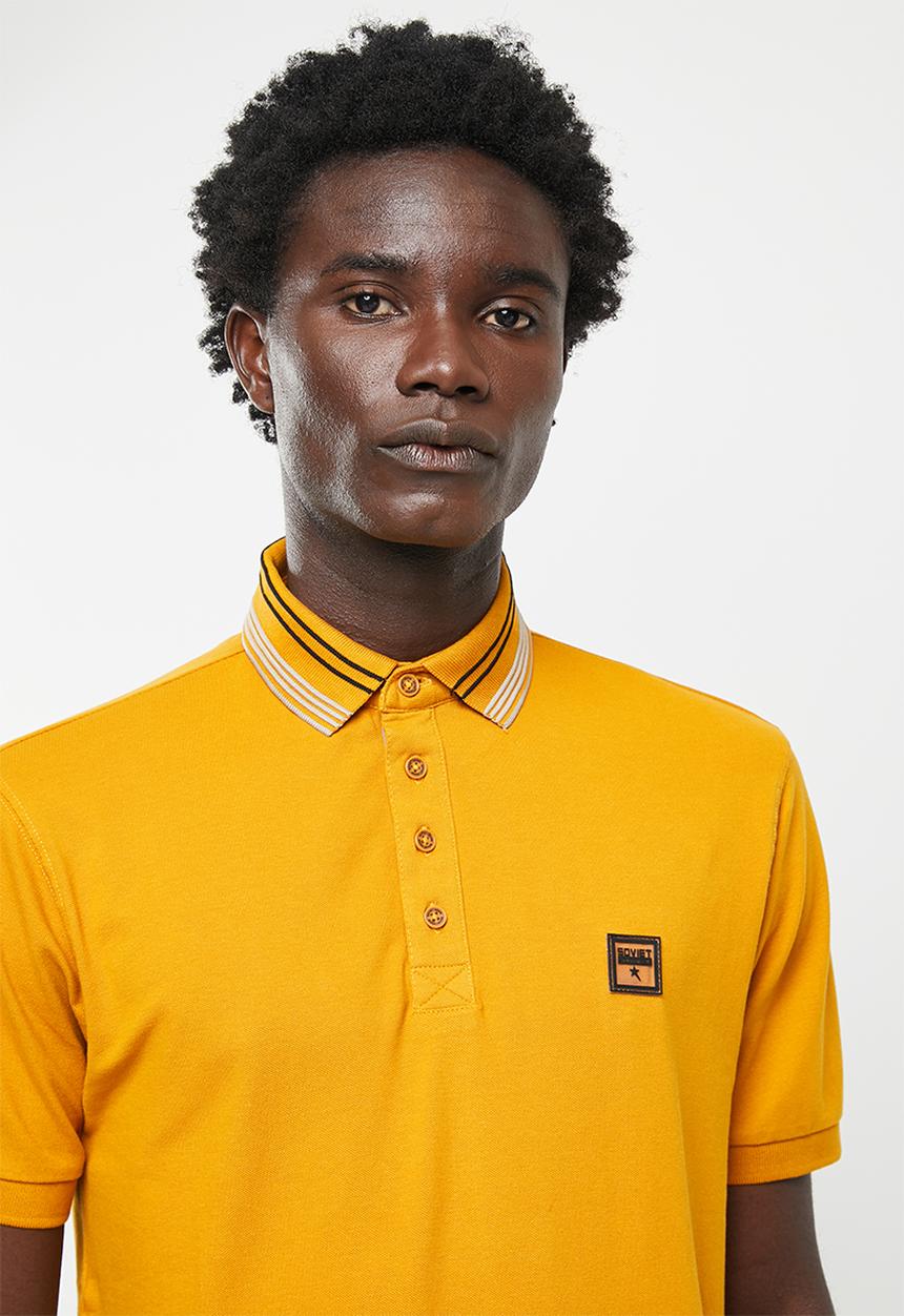 SOVIET - M honcho pique golfer - mustard