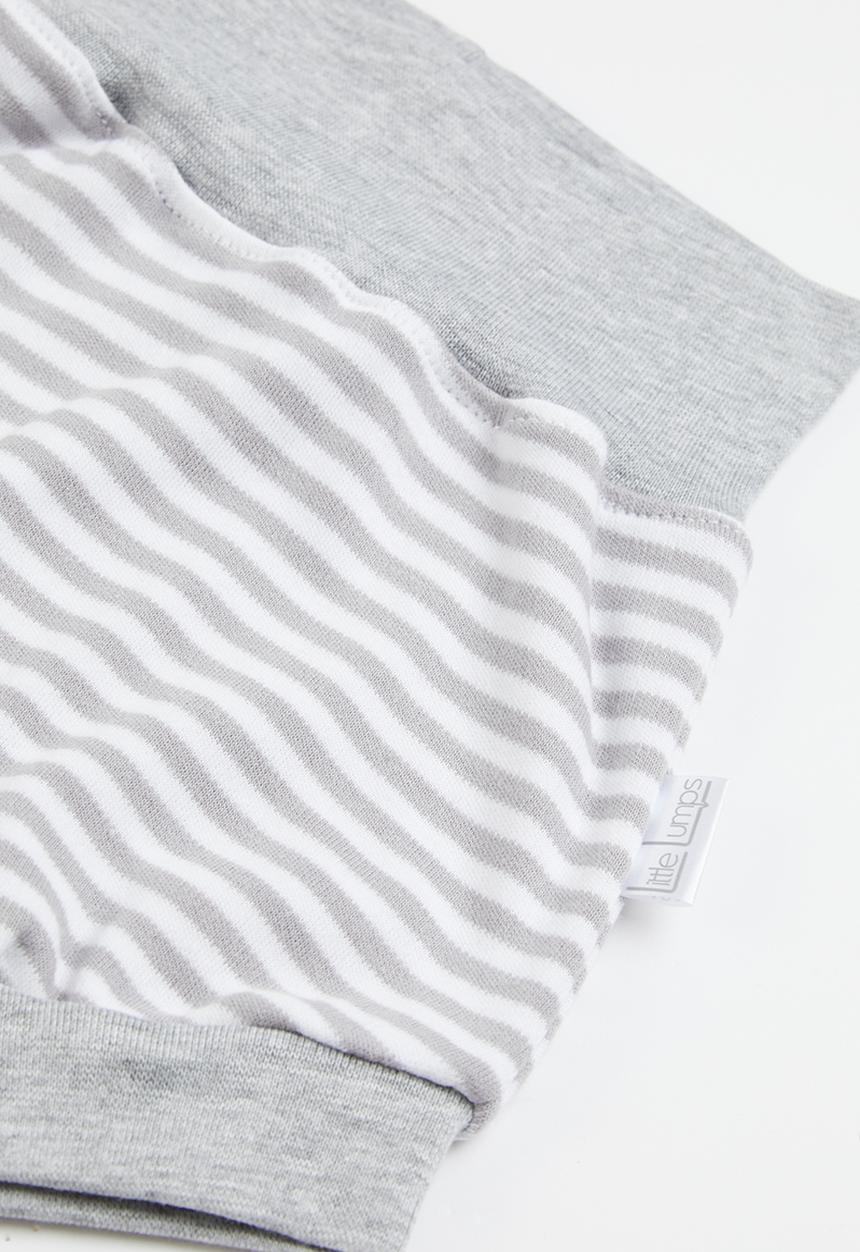 Little Lumps - Strappy onesie & shorts - grey stripe