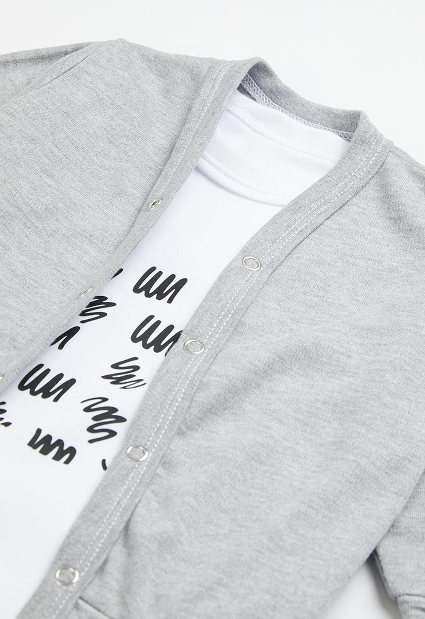 Little Lumps - 3 pack cardigan, shorts & T-shirt - grey & white