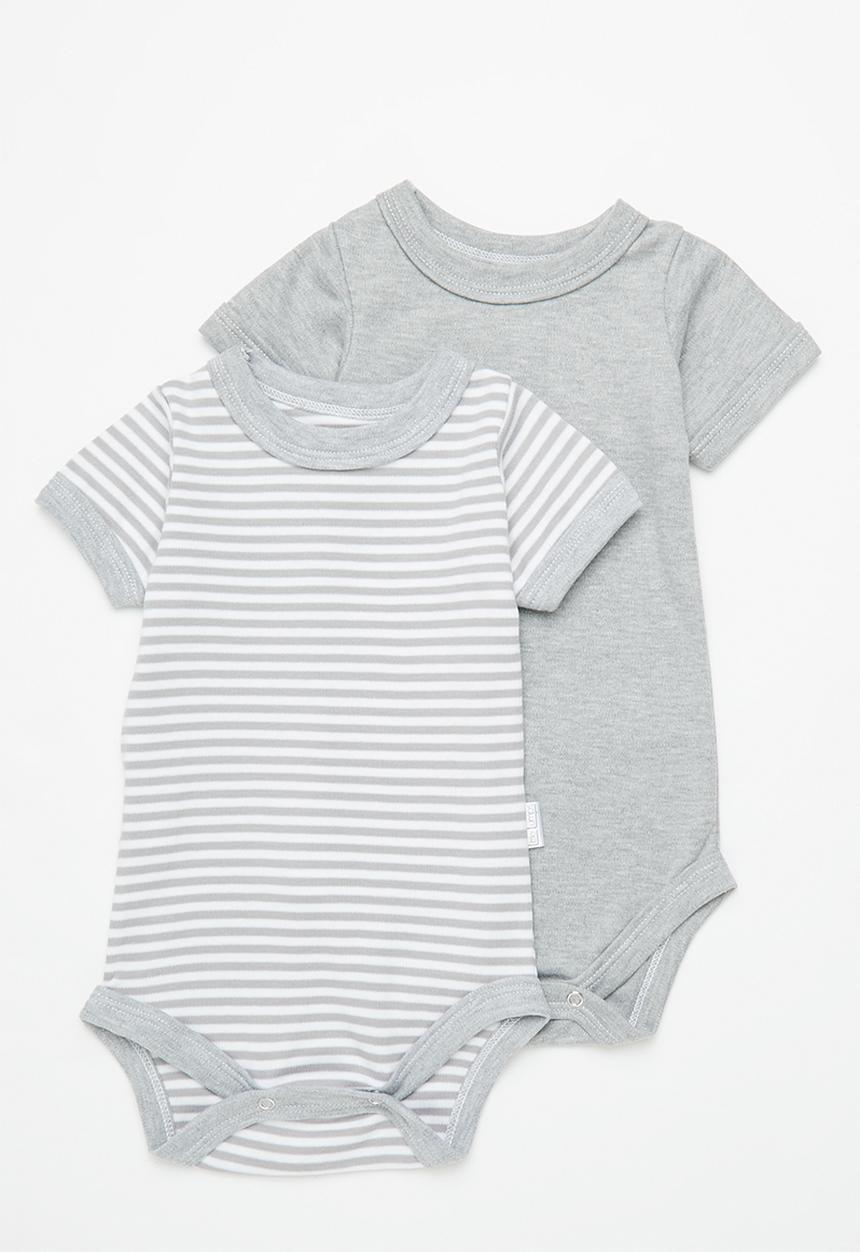 Little Lumps - 2 pack onesies - grey stripe