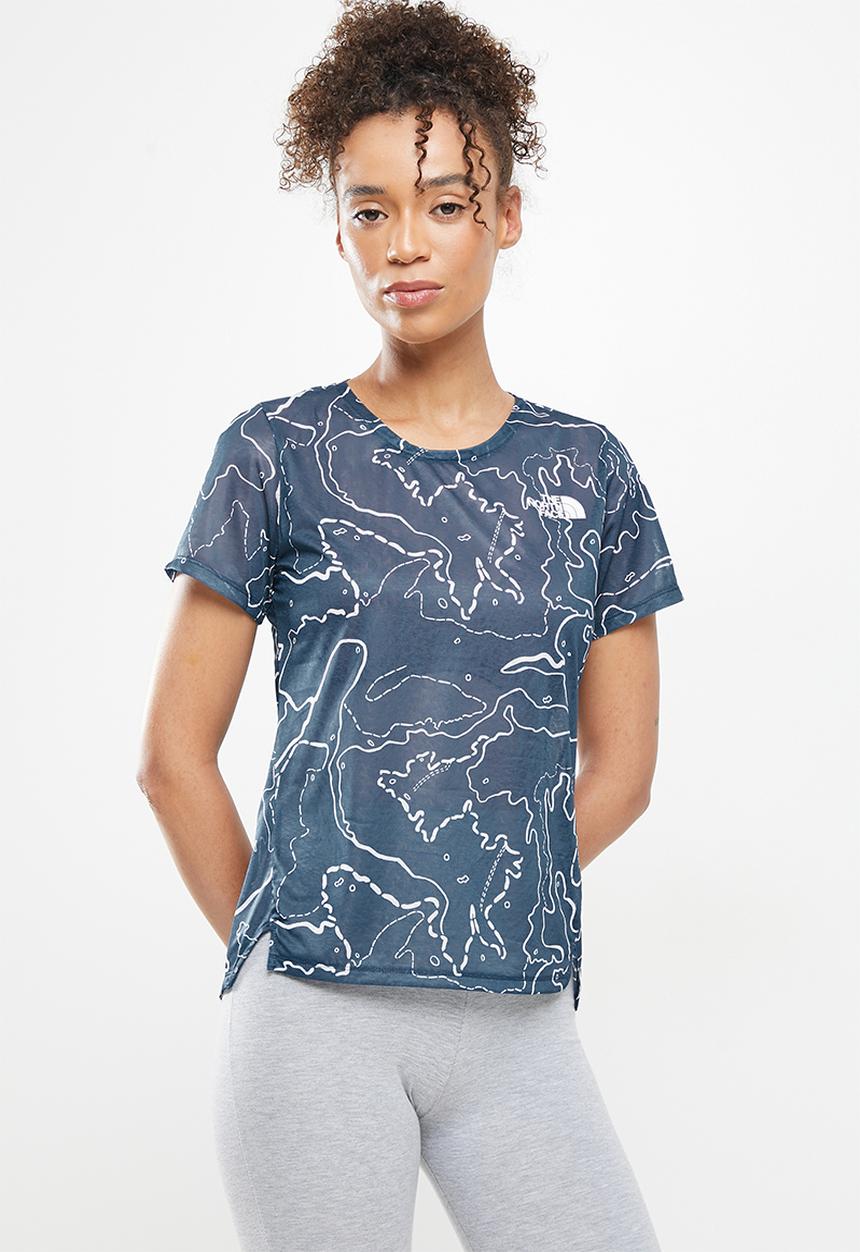 The North Face - W printed sunriser short sleeve shirt - shady blue valley topo print