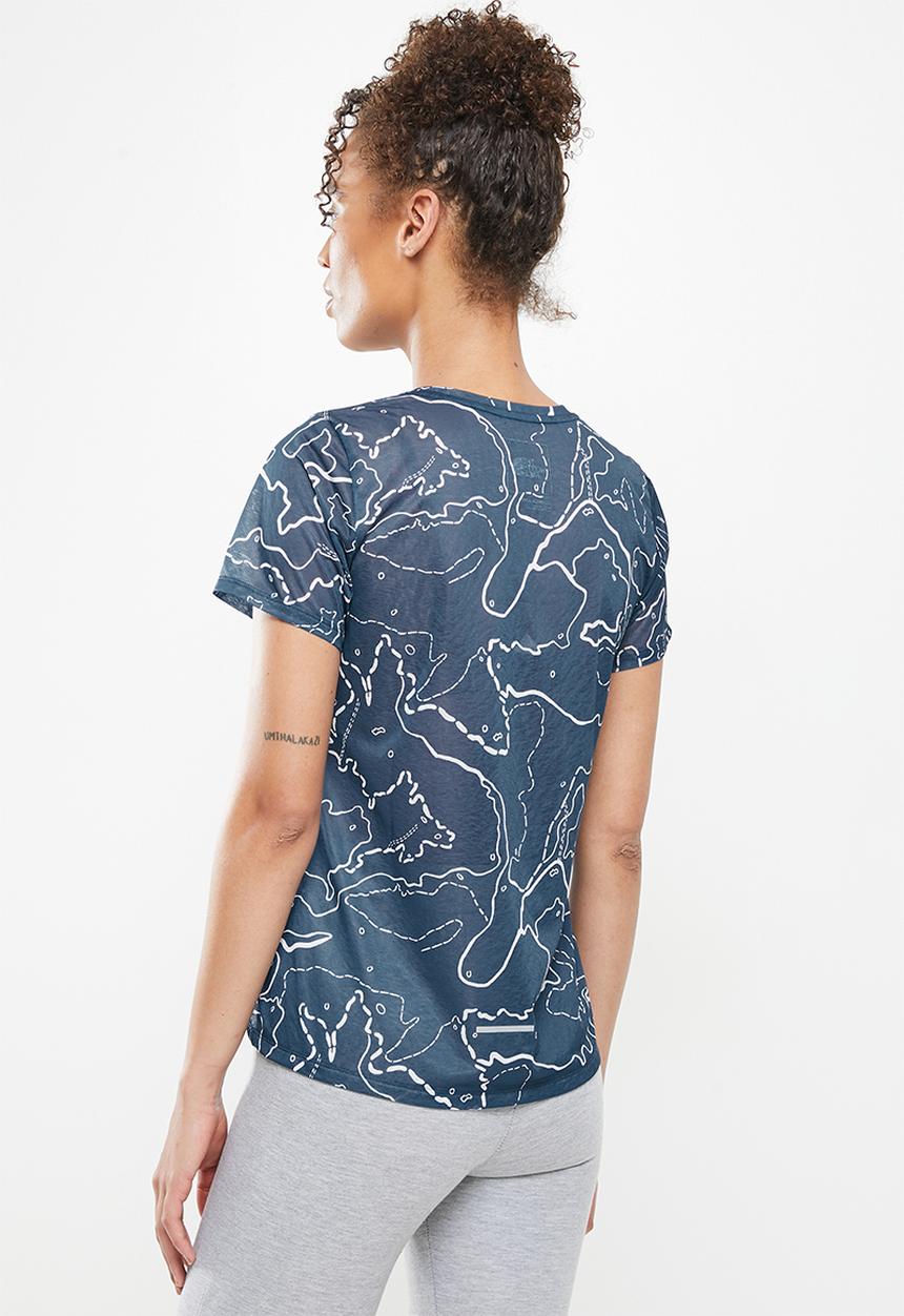 The North Face - W printed sunriser short sleeve shirt - shady blue valley topo print