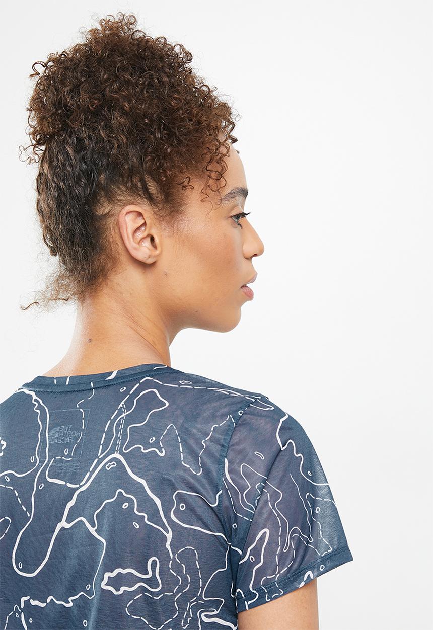 The North Face - W printed sunriser short sleeve shirt - shady blue valley topo print