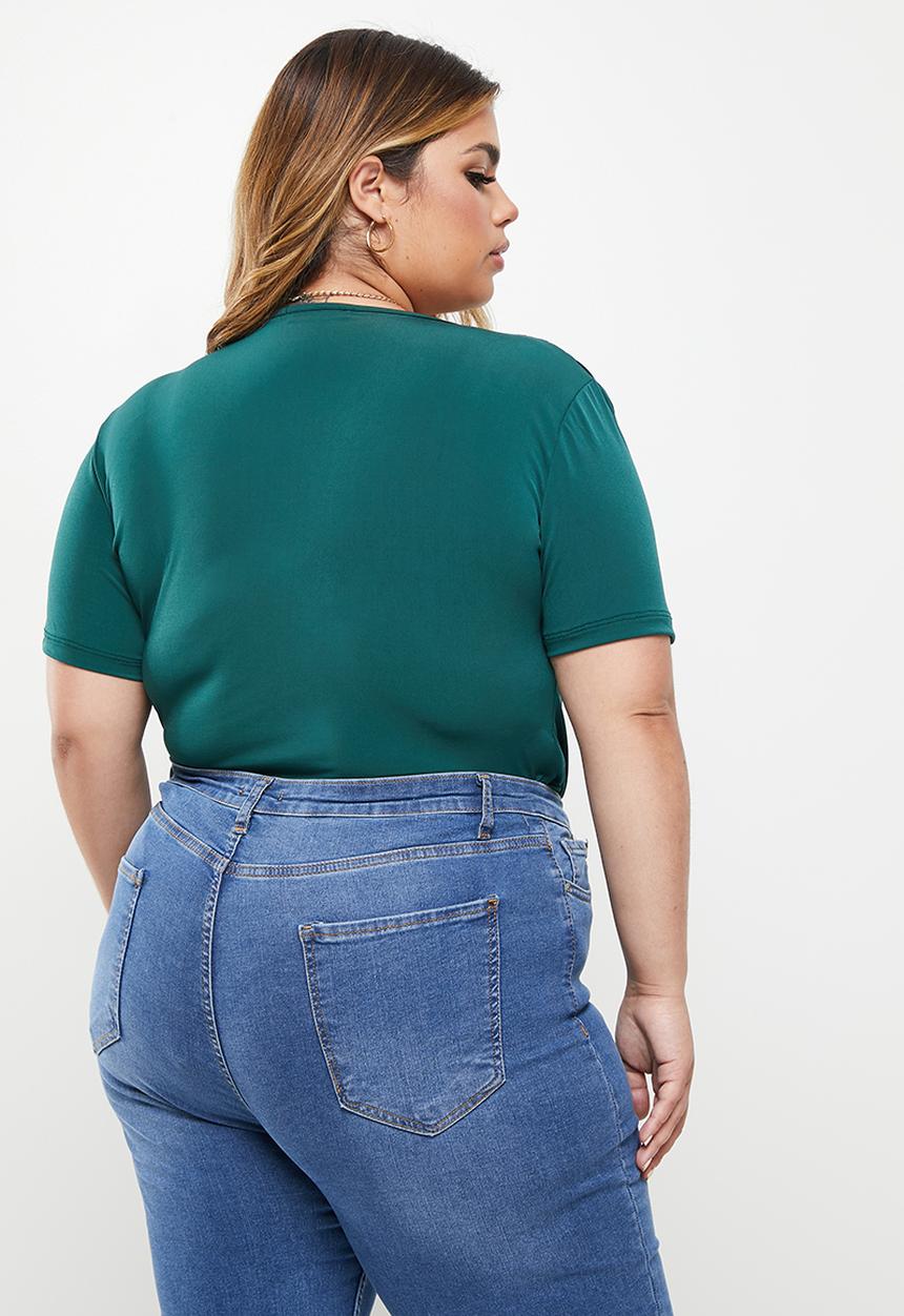 Trendyol - Plus wrap bodysuit - emerald green
