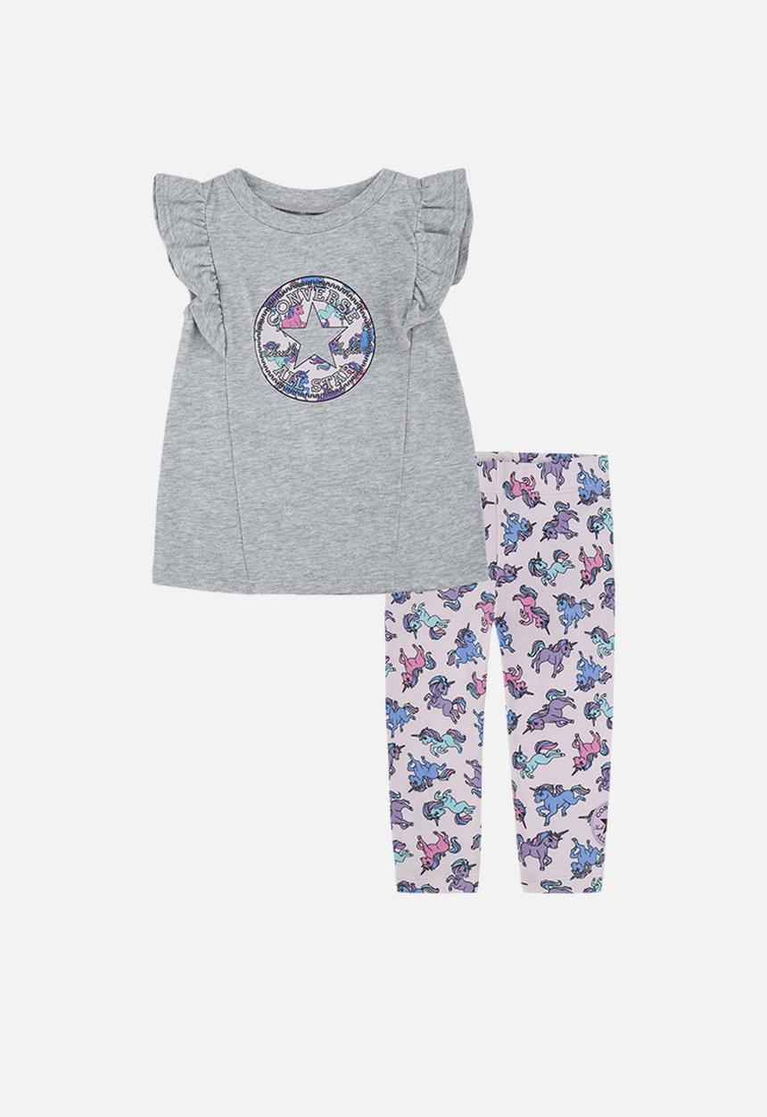Converse - Cnvg s/s ruffle & legging set - pink foam