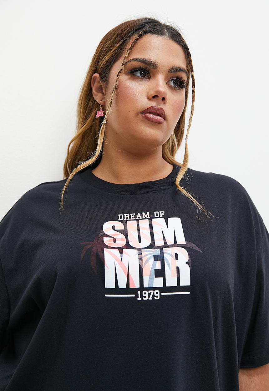 Blake - Oversized tee with print - black