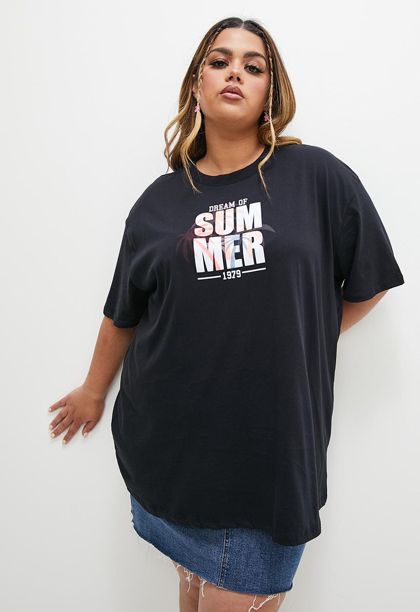 Blake - Oversized tee with print - black