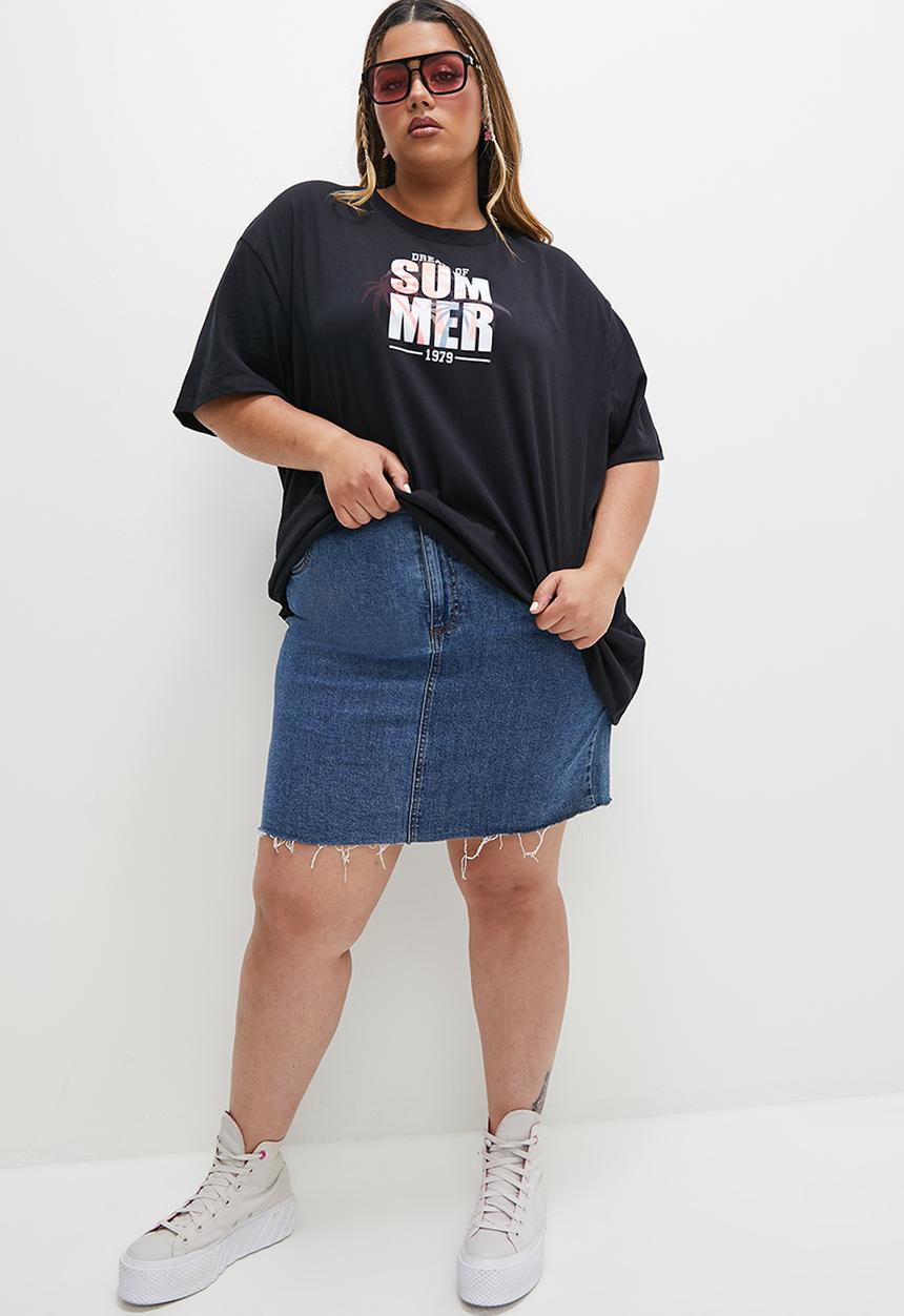 Blake - Oversized tee with print - black