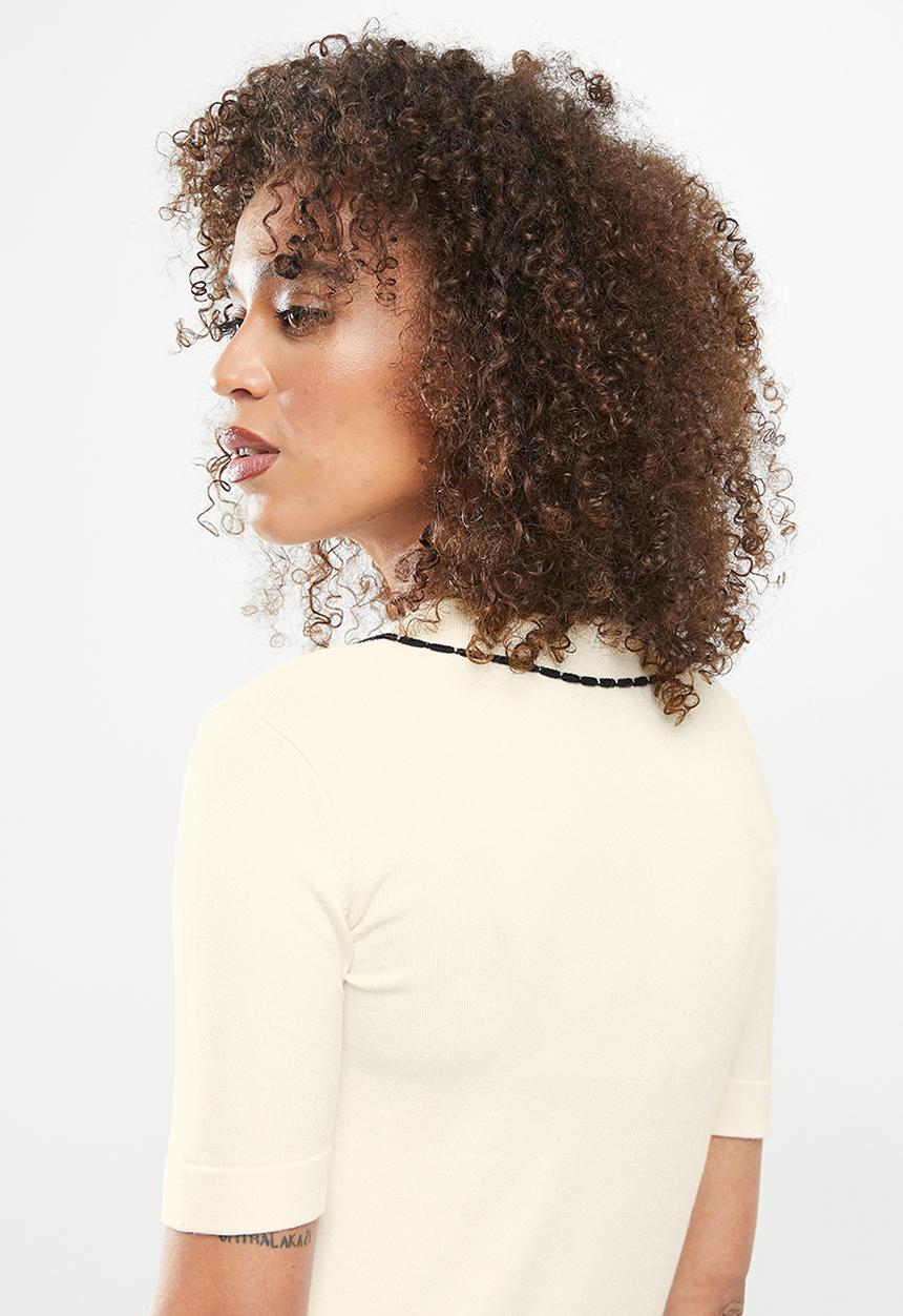 Vero Moda - Nelly short sleeve knit top - birch