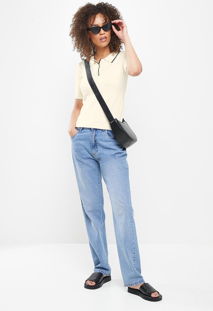 Vero Moda - Nelly short sleeve knit top - birch