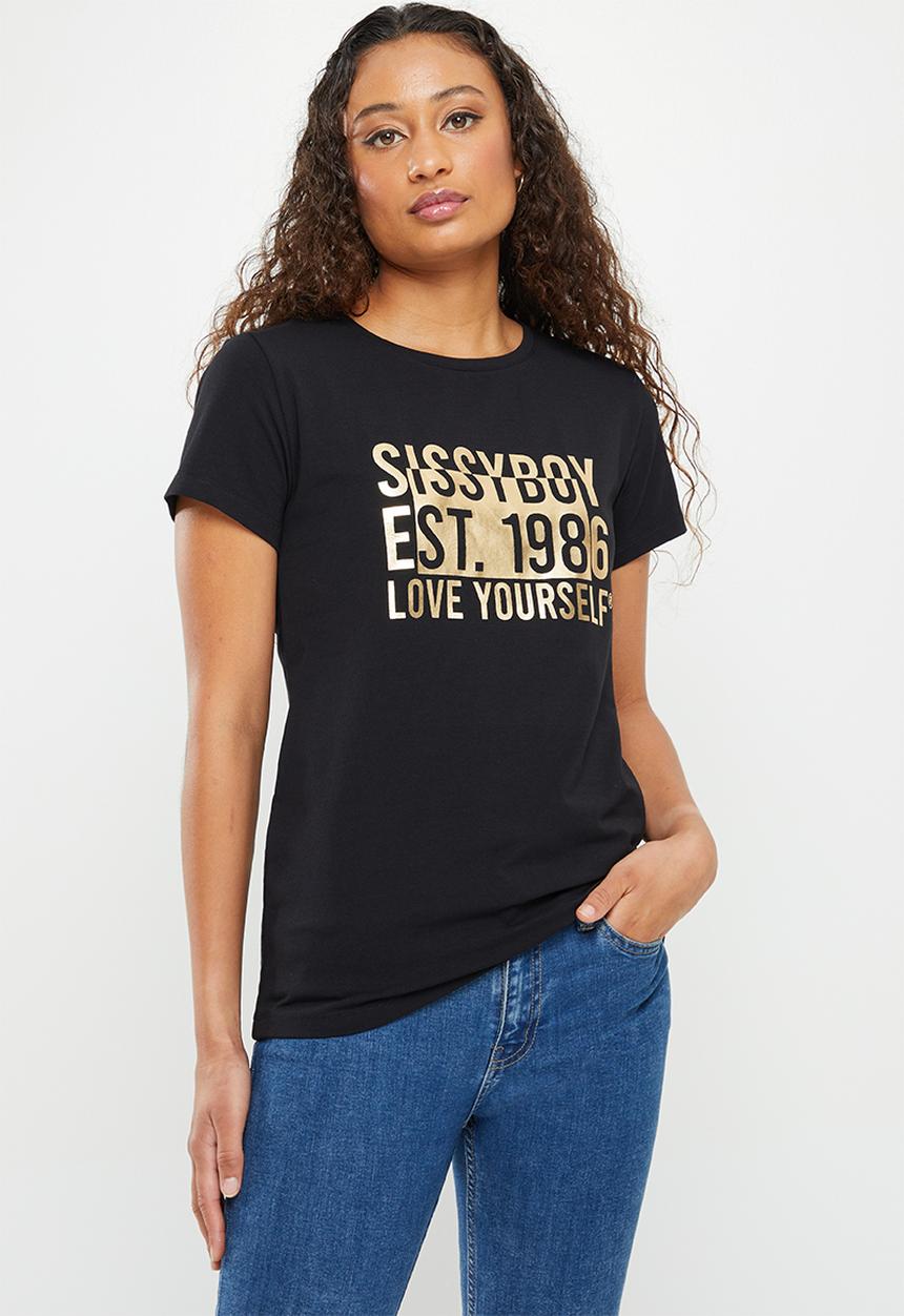 SISSY BOY - Regular fit printed logo tee - black