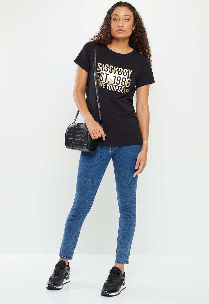SISSY BOY - Regular fit printed logo tee - black
