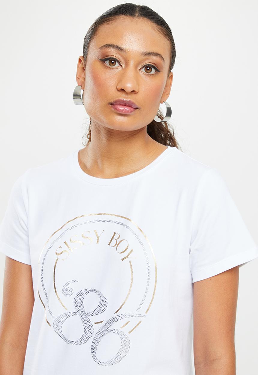 SISSY BOY - Regular fit logo with bling mixed logo - white