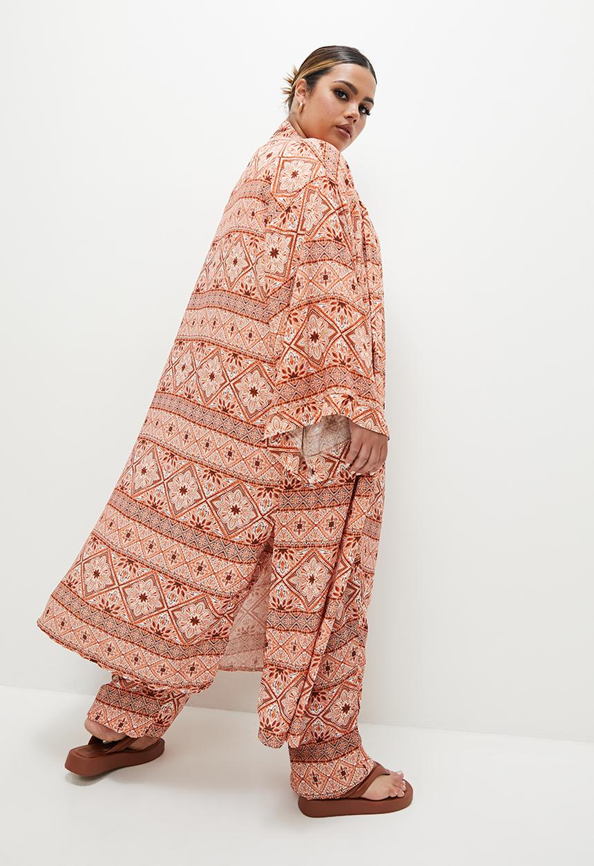 Superbalist - Longer length shacket - orange & white