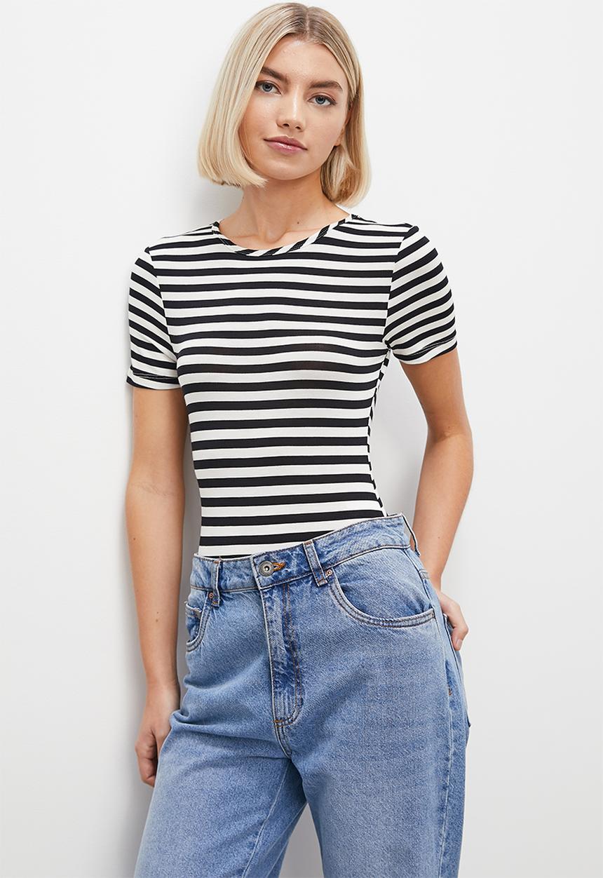 Superbalist - Tee bodysuit - black & white stripe