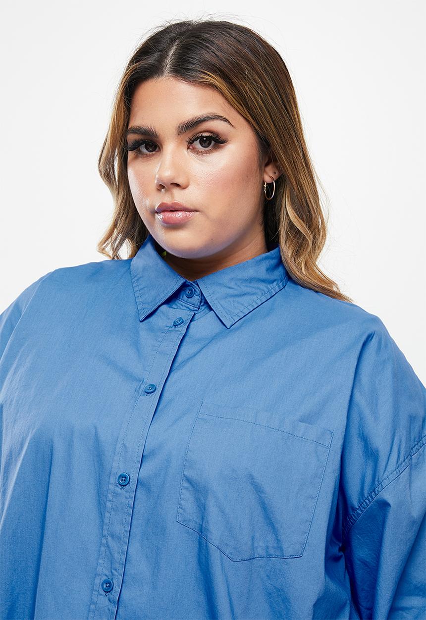 Cotton On - Curve dad shirt - brightest blue