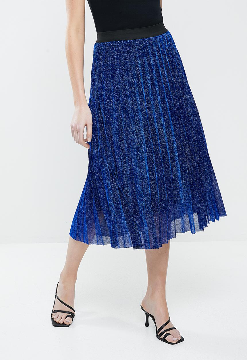 Koton - Medium rise midi shimmer detailed skirt - blue