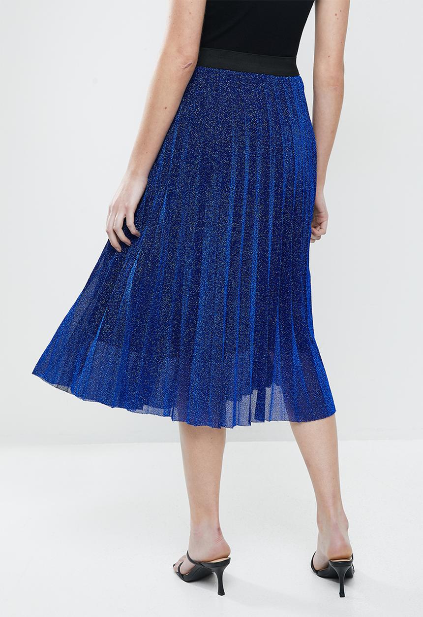 Koton - Medium rise midi shimmer detailed skirt - blue