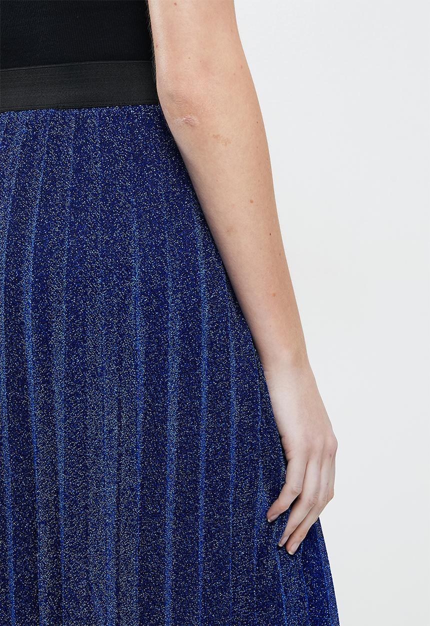 Koton - Medium rise midi shimmer detailed skirt - blue