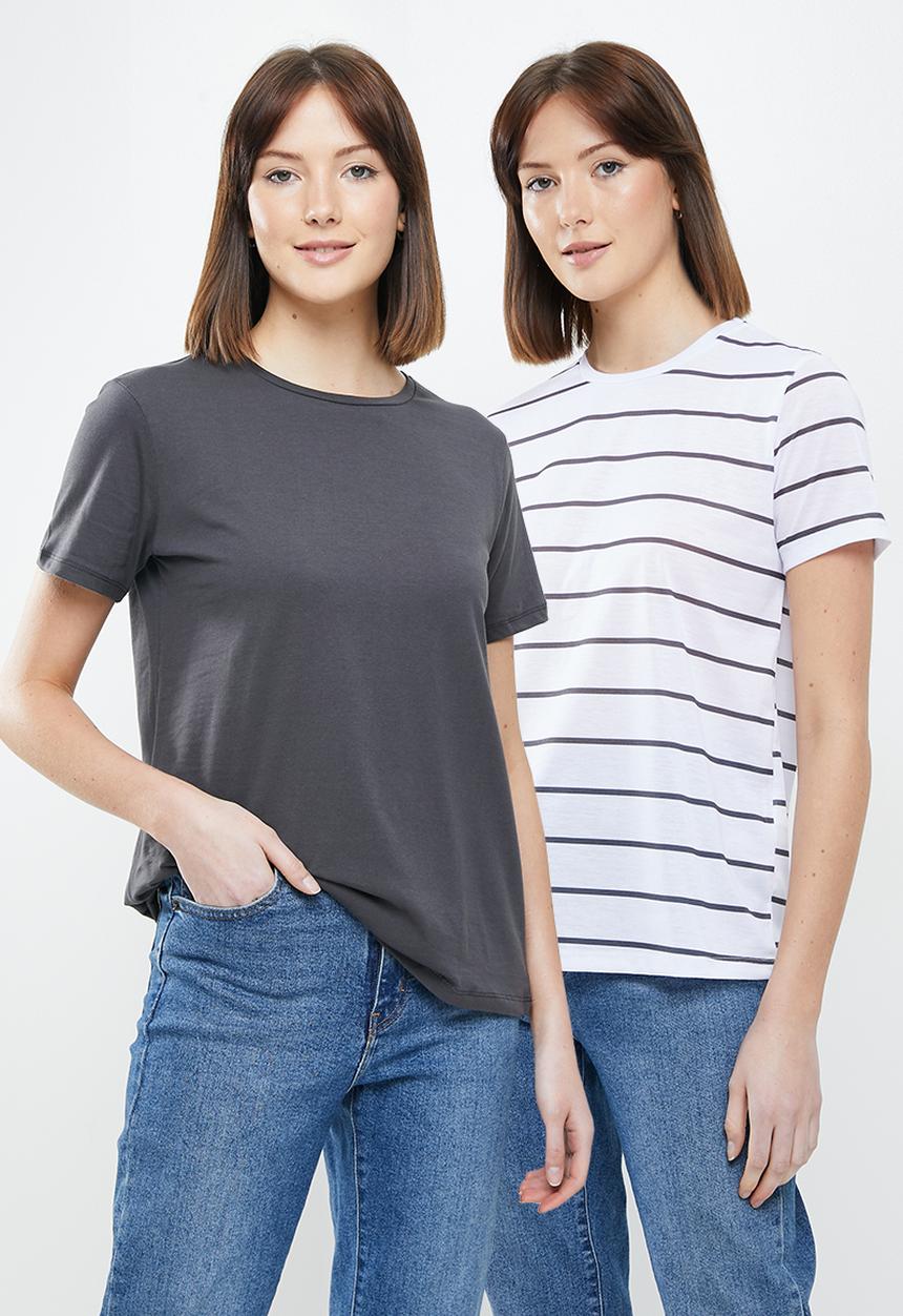 Koton - Crew neck 2 pack knitted T-shirt - black & white 