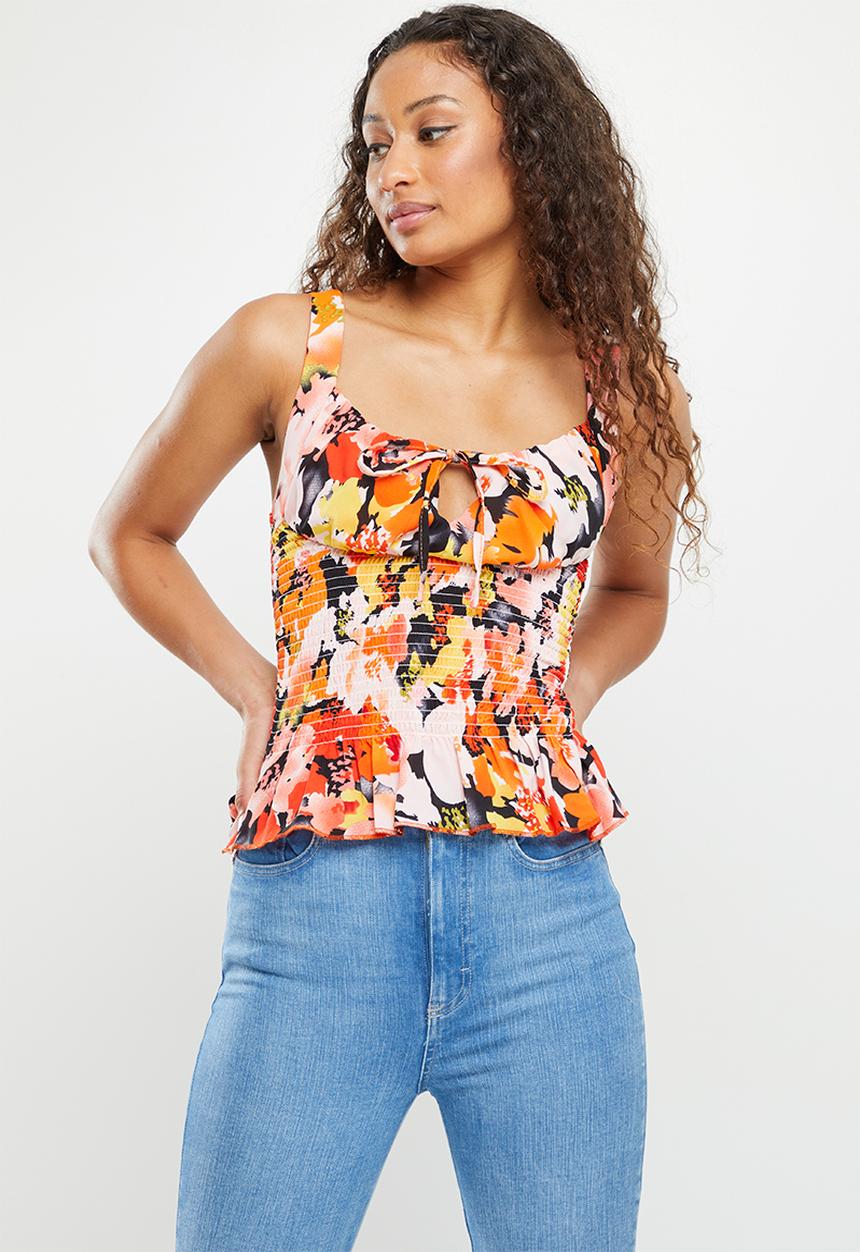 SISSY BOY - Make it strappy: roughed top with front tie - multi floral