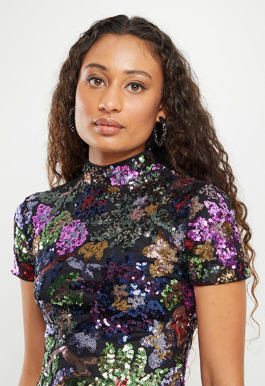 SISSY BOY - Sequin mini dress with turtle neck - multi 