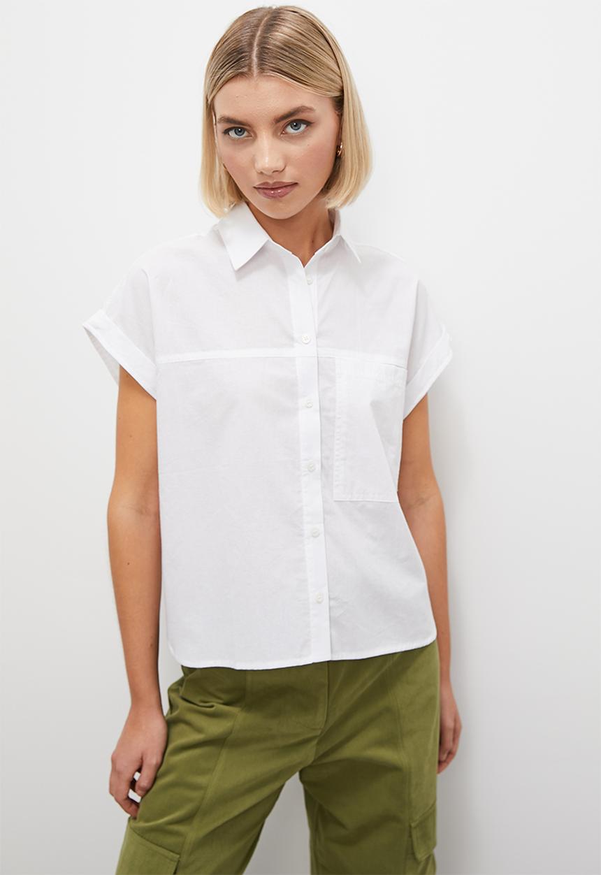 Superbalist - Turn up crop shirt - white