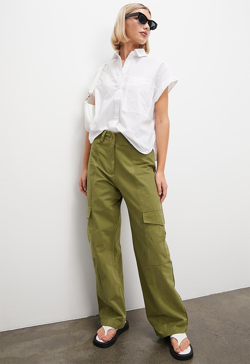 Superbalist - Turn up crop shirt - white