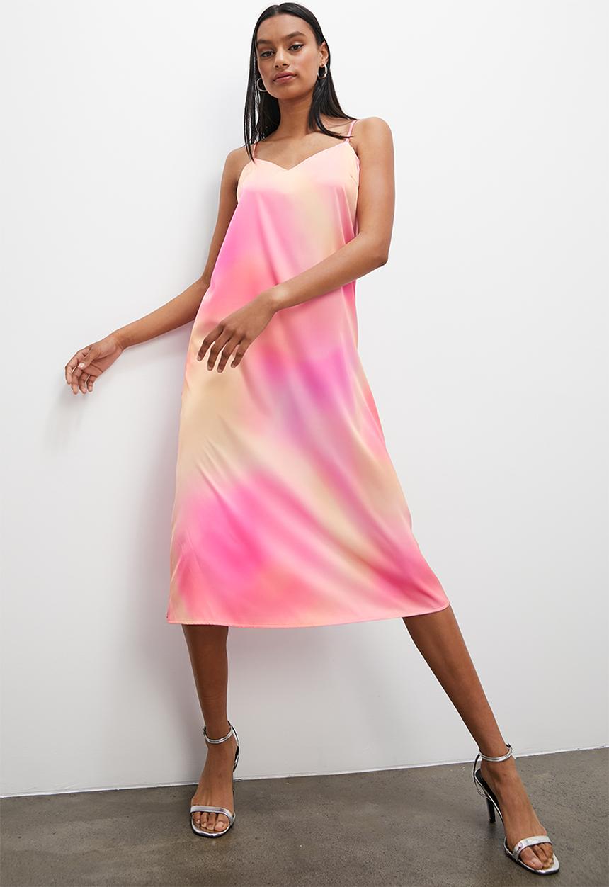 Superbalist - Strappy a-line dress - pink watercolour