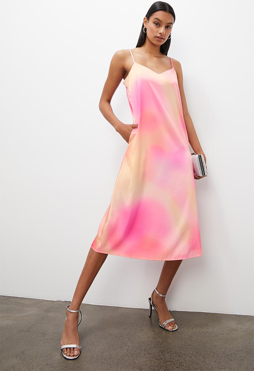 Superbalist - Strappy a-line dress - pink watercolour