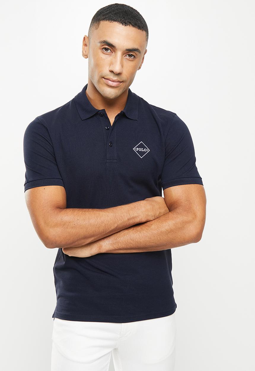 POLO - Men slim fit logo golfer - navy